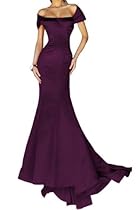 Hot Sale Gorgeous Bridal Satin Sexy Off Shoulder Evening Dresses Sheath Long- US Size 10
