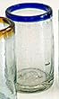 Mexican Glass Tumbler Blue Rim