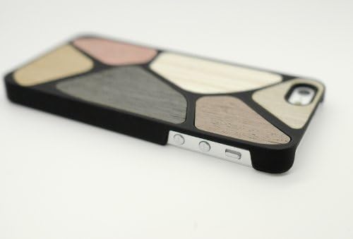 New Hard Case with Wood Effect - Iphone 5 Hard Silicone Case with Multi-coloured Wood Effect (Black)+free the American flag protective film for iphone5,by aimmi