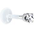 16 Gauge 5/16" Solid 14KT White Gold 3mm Clear Cubic Zirconia Bioplast Tragus Earring Stud