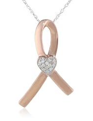 10k Rose Gold Diamond Ribbon Pendant (.05 cttw, I-J Color, I2-I3 Clarity)
