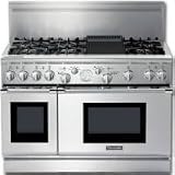 Thermador Pro Grand PRD486ELG 48 Pro-Style Dual-Fuel Range with 6 Star Burners (2 w/ ExtraLow Simmer Settings), Radiant Baffle Grill, European 3rd Element Convection & Extra-Large-Capacity Oven
