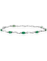 0.01 Cts Diamond & 2.40 Cts Natural Emerald Bracelet in 14K White Gold