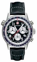 Wenger Men's 70873 Commando SR Chrono Black Dial Black Leather Watch