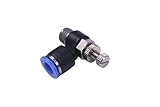 「ノーブランド品」エア作動継手 コネクタ カプラ 3/8" OD チューブ x 1/4"オス Male NPT メータアウトフロー速度制御 フィッティング スロットルバルブ(5個入）