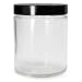 Qorpak GLC-01662 Clear Glass 8oz Straight Sided Tall Jar, with 58-400 Black Phenolic Pulp/Vinyl Lined Cap (Case of 24)