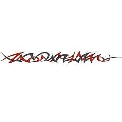 Tribal Funk Red Grey Arm Band Temporary Tattoo 1.5x9