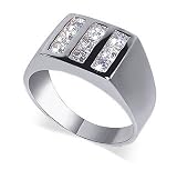 .925 Sterling Silver Mens Band Cubic Zirconia Ring