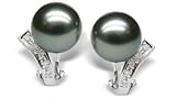 18K white gold Muse Black Tahitian cultured pearl and diamond earring