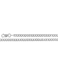 2.5mm 14K White Gold Solid Concave Curb Classic Link Chain Necklace with Secure Lobster Claw Lock Clasp - 24" inches