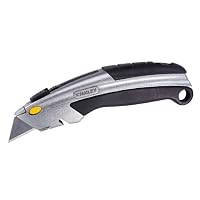 Stanley Bostitch Curved Quick-Change Utility Knife, Stainless Steel Retractable Blade, 3 Blades (10788)
