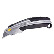 Stanley 10-788 Curved Quick-Change Utility Knife, Stainless Steel Retractable Blade, 3 Blades