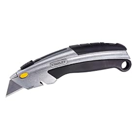 Stanley Bostitch Curved Quick-Change Utility Knife, Stainless Steel Retractable Blade, 3 Blades (10788)