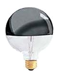 100 Watt Globe G40 Shape Half Chrome Incandescent Light Bulb / Up Replecting Light Bulb / 100G40 Silver Bowl