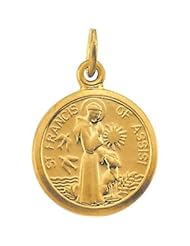 CleverEve Designer Series 14K Yellow Gold 1 gram Saint Francis of Assisi Medal 10.15 x 12mm
