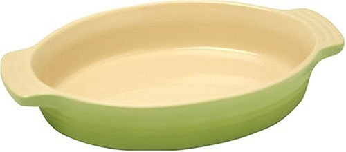 le creuset stoneware 9-1/2-inch oval baking dish, kiwi