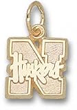 Nebraska Cornhuskers Solid 10K Gold ''N HUSKERS'' 3/8'' Pendant