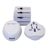 World Travel Mains Adaptor with USB Port (Includes Travel Case) - Works in More Than 150 Countries (UK, Europe, USA, Australia)