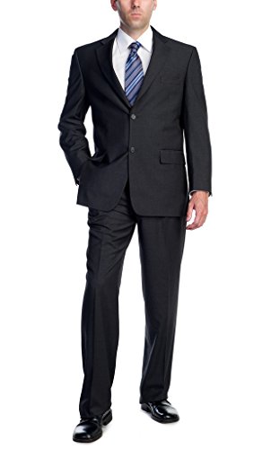 P&L Men's 2-Piece Classic Fit Office 2 Button Suit Jacket & Pleated Pants Set