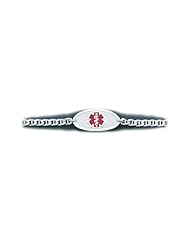 Sterling Silver Medical Alert ID Mariner Chain Bracelet - Length 8 Inch