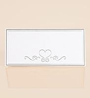 10 White Silver Place Cards