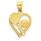 14k Heart With Tennis Raquet And Ball Pendant