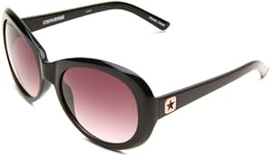 Converse Backstage Women's Record Deal Oval Sunglasses,Black Frame/Grey Lens,One Size