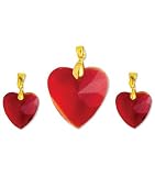 Glass Pendants-Mcc Heart-3PK/Garnet