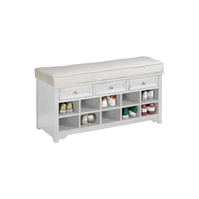 Oxford 42w Storage Bench With Open Shoe Storage - Ivory Fabric, 42W IVORY, WHITE