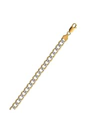 sterling silver yellow plated 20" 7.0mm diamond cut pave two tone curb with lobster clasp 20 inches long