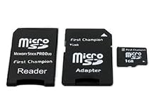 1 GB MicroSD Memory Card with Sony Pro Duo Adapter and SD Adapter