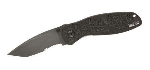 KERSHAW Black Tactical Blur Tanto 40% Serrated w/Black Anodized Aluminum Handle KERSHAW Black Tactical Blur Tanto 40% Serrated w/Black Anodized Aluminum Handle Hunting Knives