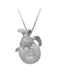 Sterling Silver Turtle Honu Hatchling Necklace Pendant with Box Chain
