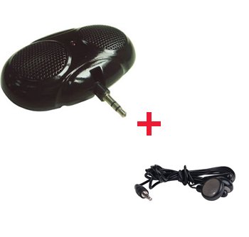 Sumnique - Micro Clip On Portable Speaker /Speakers (Black) For iPod Nano 1GB 2GB 4GB 8GB Video 30GB 60GB 80GB Mini Color Photo Samsung Sony Philips Creative Zen + (Black) Stereo Headphones