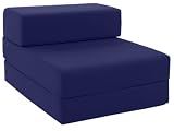 from 0fficial Gilda Foldout Products Gilda  Single Chair Bed Chairbed Futon Guest Z Bed - Navy Cotton - other fabrics & colours available instore