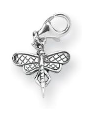 Dragonfly Clip-on Charm in Silver for 3mm Charm Bracelets