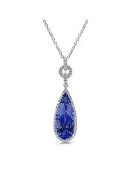 9.17Ct Pear Cut Sapphire & Diamond Pendant 14K Gold
