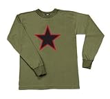 Red China Star Long Sleeve Olive Drab T-Shirt - Available In Various Sizes