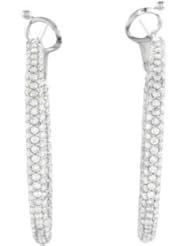 14K White Gold 2 ct tw Diamond Inside Outside Hoop Earrings