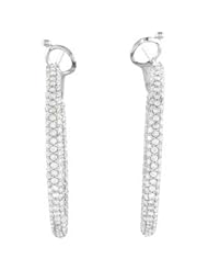 14K White Gold Pair 2 Ct Tw Diamond Inside Outside Hoop Earrings
