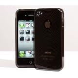 BPM New Black Circles Ripple Effect Silicone Case & Screen Protector for the new Apple iPhone 4 4G HD