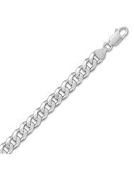 Sterling Silver 18 Inch 220 Beveled Curb Chain Necklace (8.3mm)