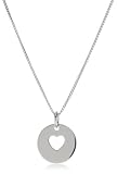 ELLE Jewelry Heart Stamped Necklace on Sterling Silver Box Chain 16