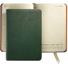 2013 GREEN fine calfskin Traditional Leather 8'' Daily Journal by Graphic Image - 5.5x8