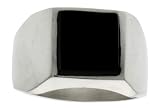 Gent's Sterling Silver Square Black Obsidian Ring