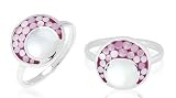 White Mother of Pearl Crescent Shape Ring Sterling Silver