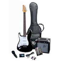 RST BK LH Full Size Left Handed Electric Guitar Package w/ Guitar, Amp, Strap and Instructional DVD