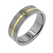 Womens and Mens 7mm Wide Gold Tone Striped Center Titanium Wedding Band Ring (Size 8,9,10,11,12,13)