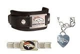 Denver Broncos ProStarter/Leather Cuff /Heart Charm Chain Bracelet Package