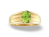 14K Yellow Gold Genuine Oval Peridot Ring